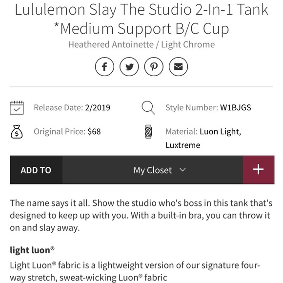 NWOT Lululemon Slay the Studio 2-in-1 Tank - Picture 3 of 10